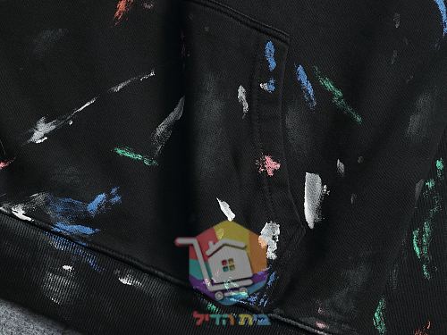 קפוצ'ון Balenciaga עם הדפס כתמי צבע, שמנת, שחור 7