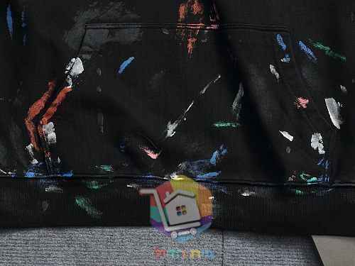 קפוצ'ון Balenciaga עם הדפס כתמי צבע, שמנת, שחור 8
