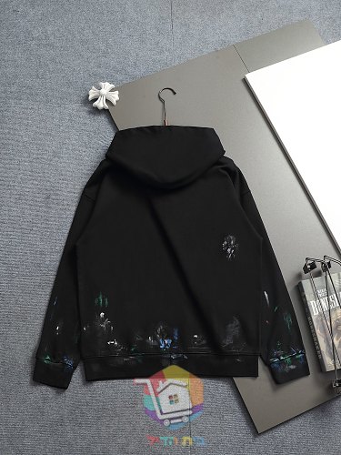 קפוצ'ון Balenciaga עם הדפס כתמי צבע, שמנת, שחור 9