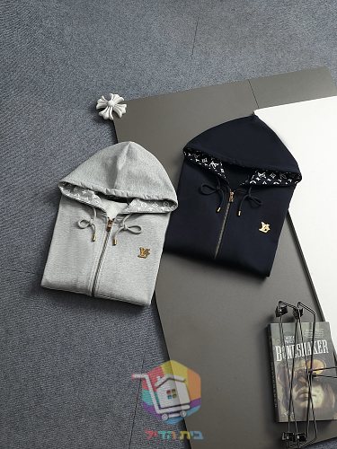 קפוצ'ון רוכסן Louis Vuitton, אפור, כחול כהה 9
