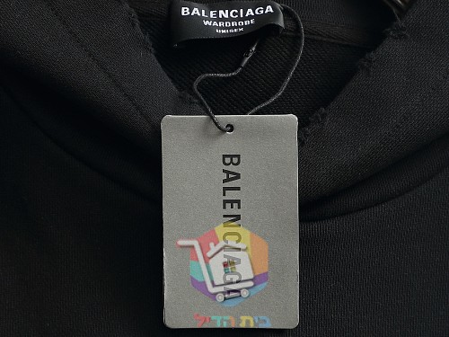 קפוצ'ון Balenciaga עם הדפס לוגו בברקים, לבן, שחור 4