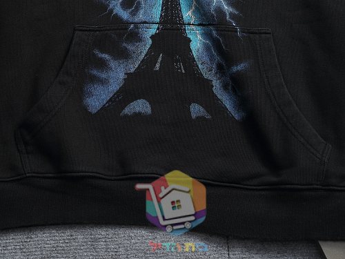 קפוצ'ון Balenciaga עם הדפס לוגו בברקים, לבן, שחור 7