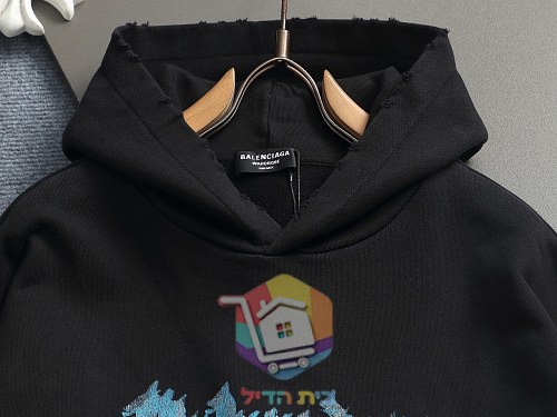 קפוצ'ון Balenciaga עם הדפס לוגו בברקים, לבן, שחור 11