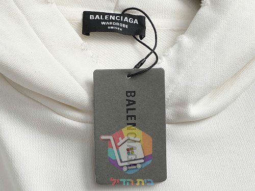 קפוצ'ון Balenciaga עם הדפס לוגו בברקים, לבן, שחור 18