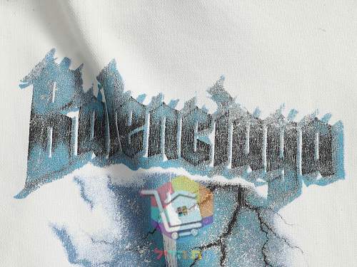 קפוצ'ון Balenciaga עם הדפס לוגו בברקים, לבן, שחור 19