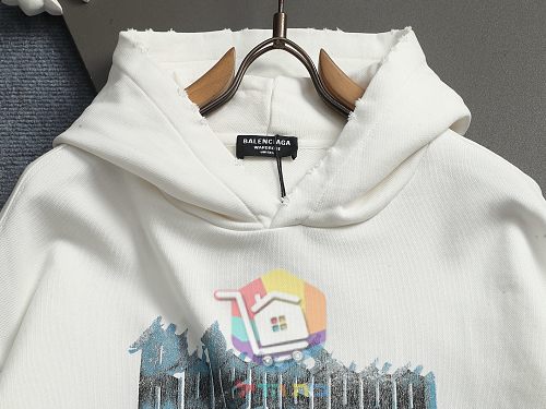 קפוצ'ון Balenciaga עם הדפס לוגו בברקים, לבן, שחור 24