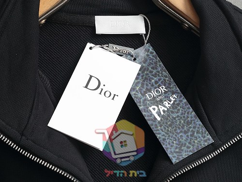 סווטשירט Dior עם רוכסן קצר, לבן, שחור 6