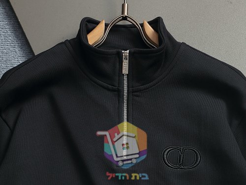 סווטשירט Dior עם רוכסן קצר, לבן, שחור 10