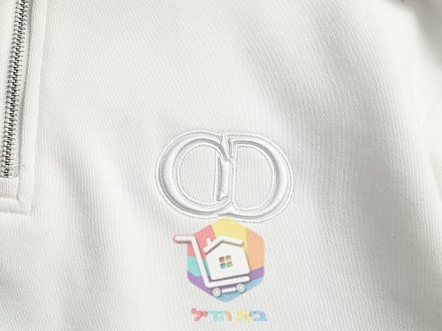 סווטשירט Dior עם רוכסן קצר, לבן, שחור 12