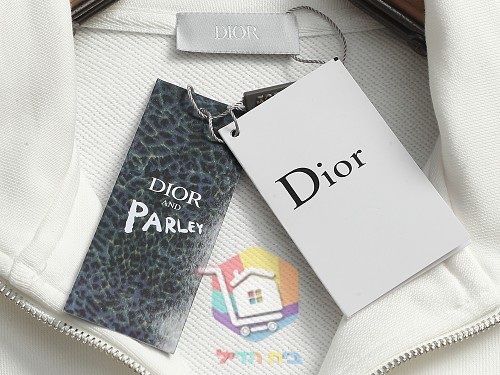 סווטשירט Dior עם רוכסן קצר, לבן, שחור 17