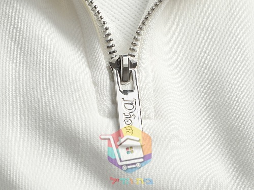 סווטשירט Dior עם רוכסן קצר, לבן, שחור 18