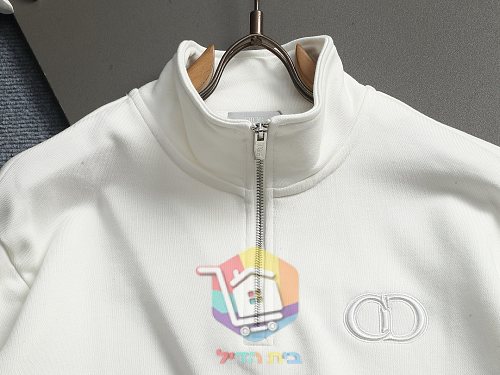סווטשירט Dior עם רוכסן קצר, לבן, שחור 22