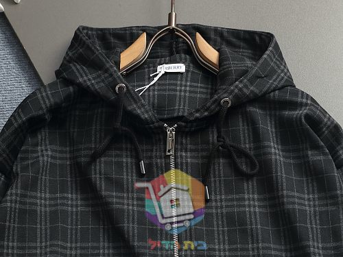 קפוצ'ון רוכסן Burberry במשבצות, בז', שחור 10
