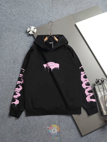 קפוצ'ון Balenciaga עם הדפס לוגו בסגנון מכחול, לבן או שחור, תמונה 4