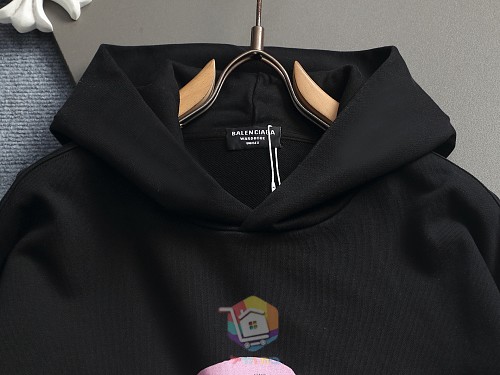 קפוצ'ון Balenciaga עם הדפס לוגו בסגנון מכחול, לבן או שחור, תמונה 14
