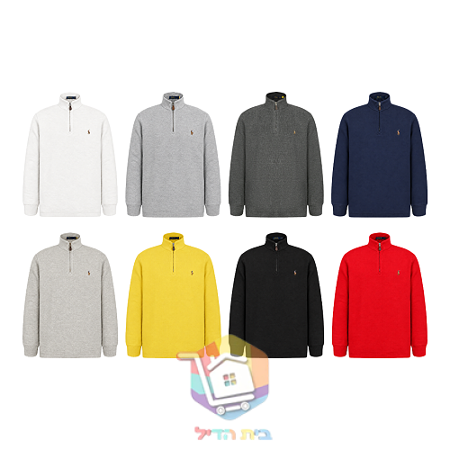 סוודר Polo Ralph Lauren Estate-Rib עם רוכסן קצר, שמונה גוונים 101
