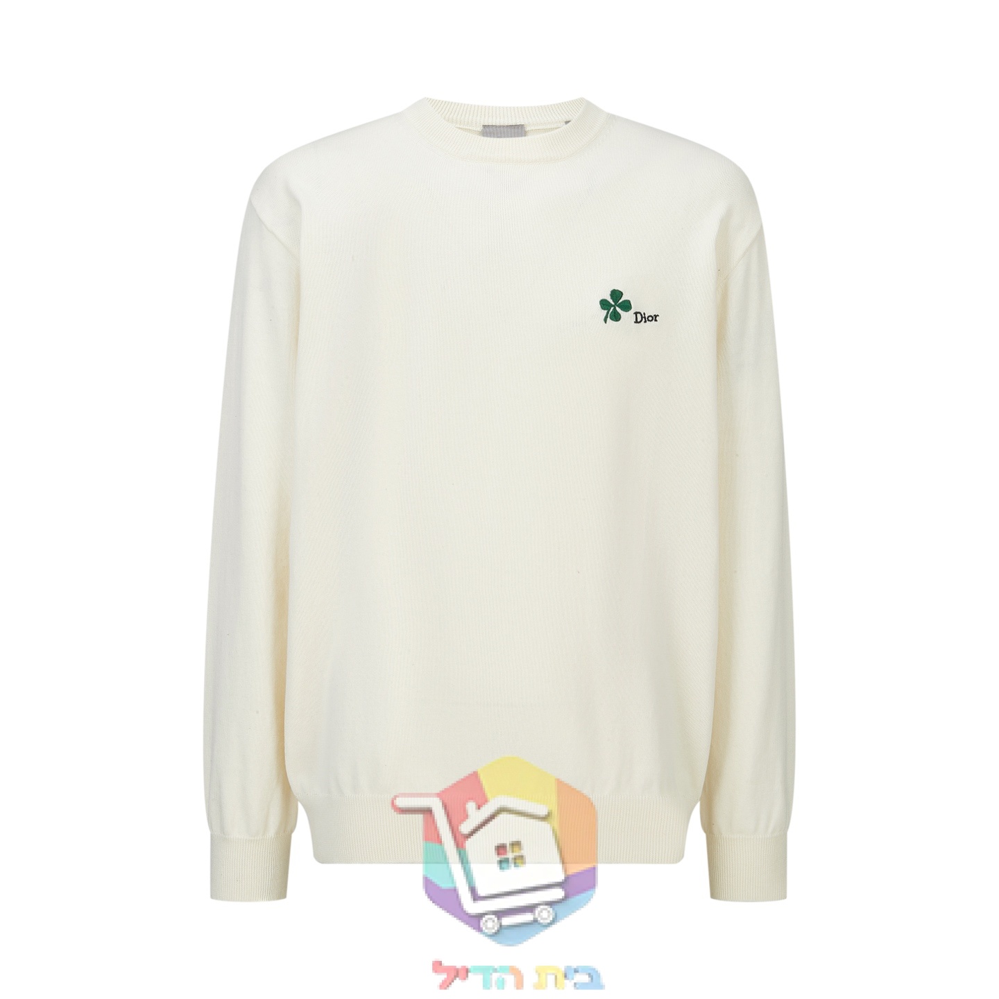סוודר Dior Clover, שמנת, שחור
