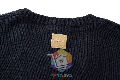 סוודר Dior עם צווארון עגול, כחול כהה 6