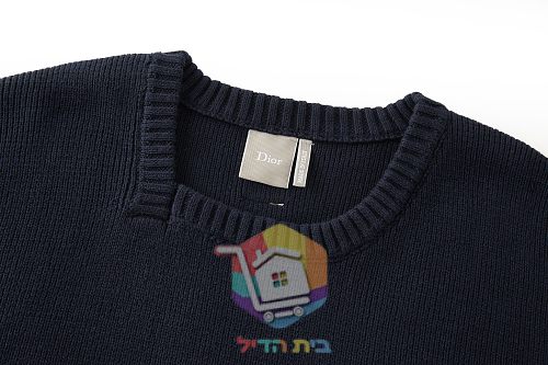 סוודר Dior עם צווארון עגול, כחול כהה 7