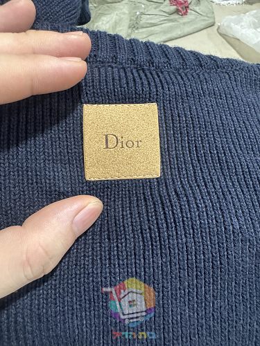סוודר Dior עם צווארון עגול, כחול כהה 14
