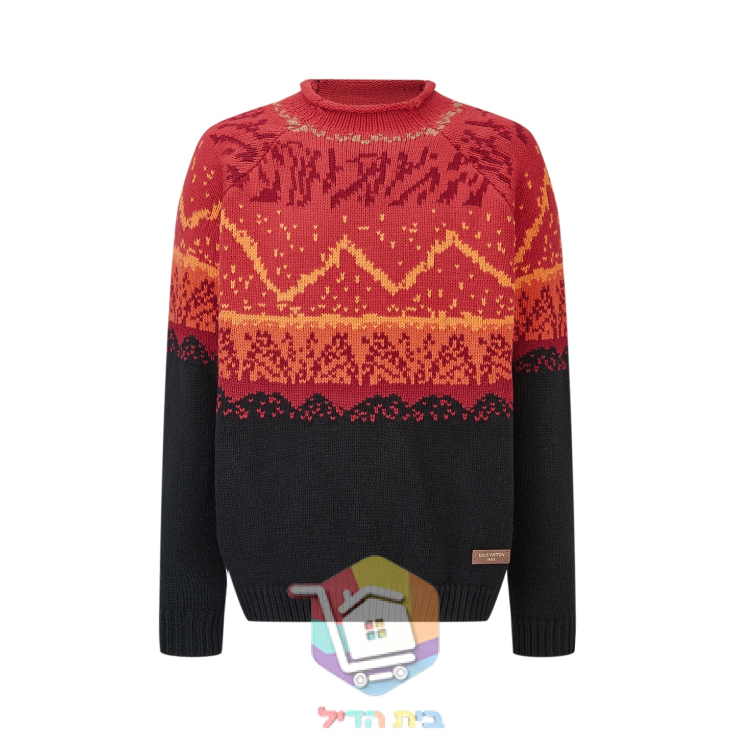 סוודר Louis Vuitton Jacquard Pullover, אדום לבה שיורד לשחור