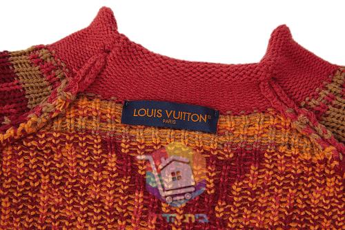 סוודר Louis Vuitton Jacquard Pullover, אדום לבה שיורד לשחור 2