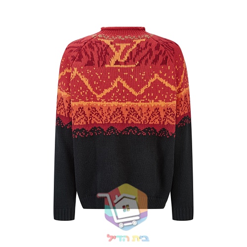סוודר Louis Vuitton Jacquard Pullover, אדום לבה שיורד לשחור 8