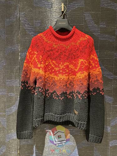 סוודר Louis Vuitton Jacquard Pullover, אדום לבה שיורד לשחור 10