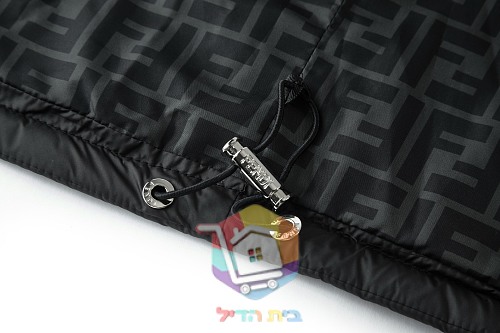 ז'קט מרופד Fendi עם צווארון חולצה, שחור 1