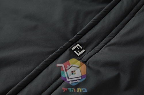 ז'קט מרופד Fendi עם צווארון חולצה, שחור 6
