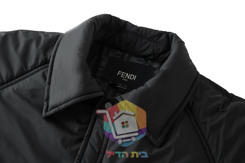 ז'קט מרופד Fendi עם צווארון חולצה, שחור 7