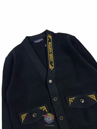 קרדיגן Louis Vuitton Embroidered Signature שחור, תמונה 2