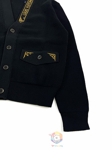קרדיגן Louis Vuitton Embroidered Signature שחור, תמונה 3