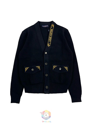 קרדיגן Louis Vuitton Embroidered Signature שחור, תמונה 15