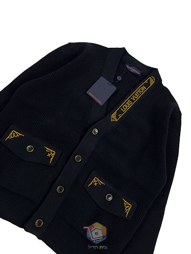 קרדיגן Louis Vuitton Embroidered Signature שחור, תמונה 21