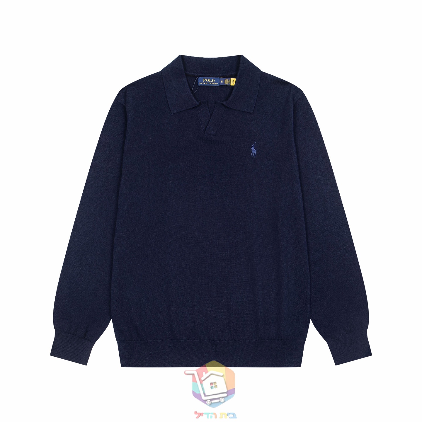 Polo Ralph Lauren Strickpolo mit langen Ärmeln, Marineblau oder Camel