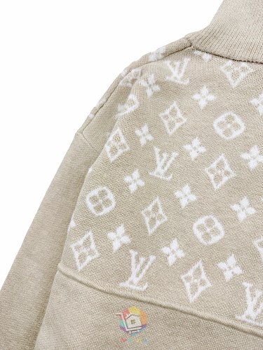 סוודר Louis Vuitton Ribbed Wool Half-Zip Pullover, בז', תמונה 13