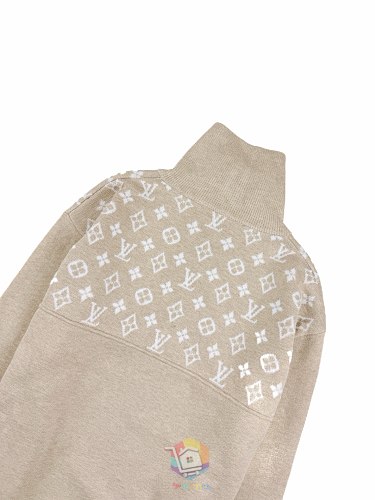 סוודר Louis Vuitton Ribbed Wool Half-Zip Pullover, בז', תמונה 14