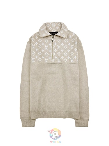 סוודר Louis Vuitton Ribbed Wool Half-Zip Pullover, בז', תמונה 16
