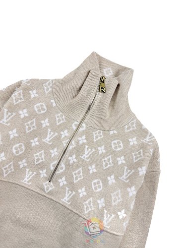 סוודר Louis Vuitton Ribbed Wool Half-Zip Pullover, בז', תמונה 21
