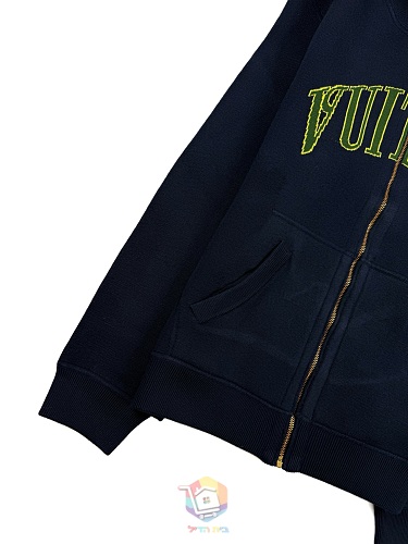 קפוצ'ון דו-צדדי Louis Vuitton Monogram Double Face Reversible Hoodie, כחול כהה וירוק, תמונה 9