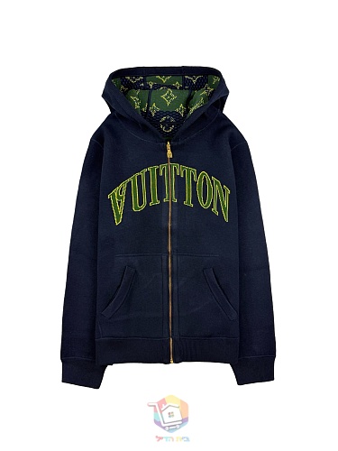 קפוצ'ון דו-צדדי Louis Vuitton Monogram Double Face Reversible Hoodie, כחול כהה וירוק, תמונה 10