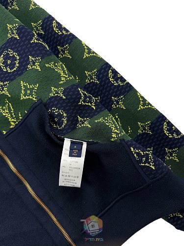 קפוצ'ון דו-צדדי Louis Vuitton Monogram Double Face Reversible Hoodie, כחול כהה וירוק, תמונה 14