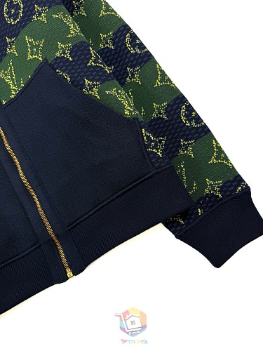 קפוצ'ון דו-צדדי Louis Vuitton Monogram Double Face Reversible Hoodie, כחול כהה וירוק, תמונה 16