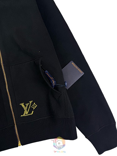 ז'קט Louis Vuitton Monogram Reversible Double Face עם קפוצ'ון, שחור, תמונה 6