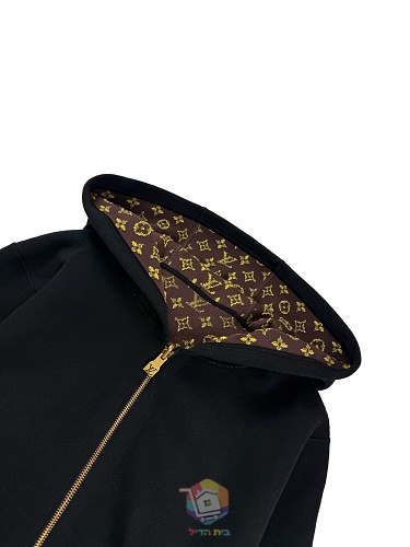 ז'קט Louis Vuitton Monogram Reversible Double Face עם קפוצ'ון, שחור, תמונה 12
