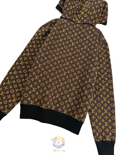 ז'קט Louis Vuitton Monogram Reversible Double Face עם קפוצ'ון, שחור, תמונה 19