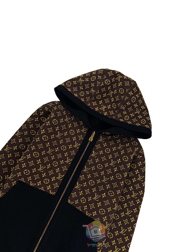 ז'קט Louis Vuitton Monogram Reversible Double Face עם קפוצ'ון, שחור, תמונה 22