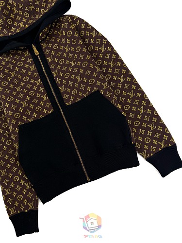 ז'קט Louis Vuitton Monogram Reversible Double Face עם קפוצ'ון, שחור, תמונה 23