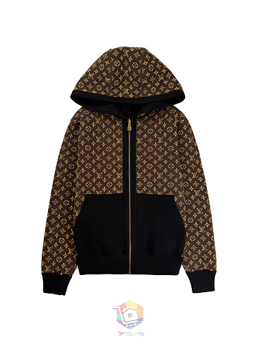 ז'קט Louis Vuitton Monogram Reversible Double Face עם קפוצ'ון, שחור, תמונה 30
